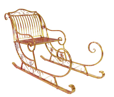 Garden Bench / Gate / Sleigh Wrought Iron Red-Gold outdoor