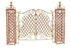 Garden Bench / Gate / Sleigh Wrought Iron Red-Gold outdoor
