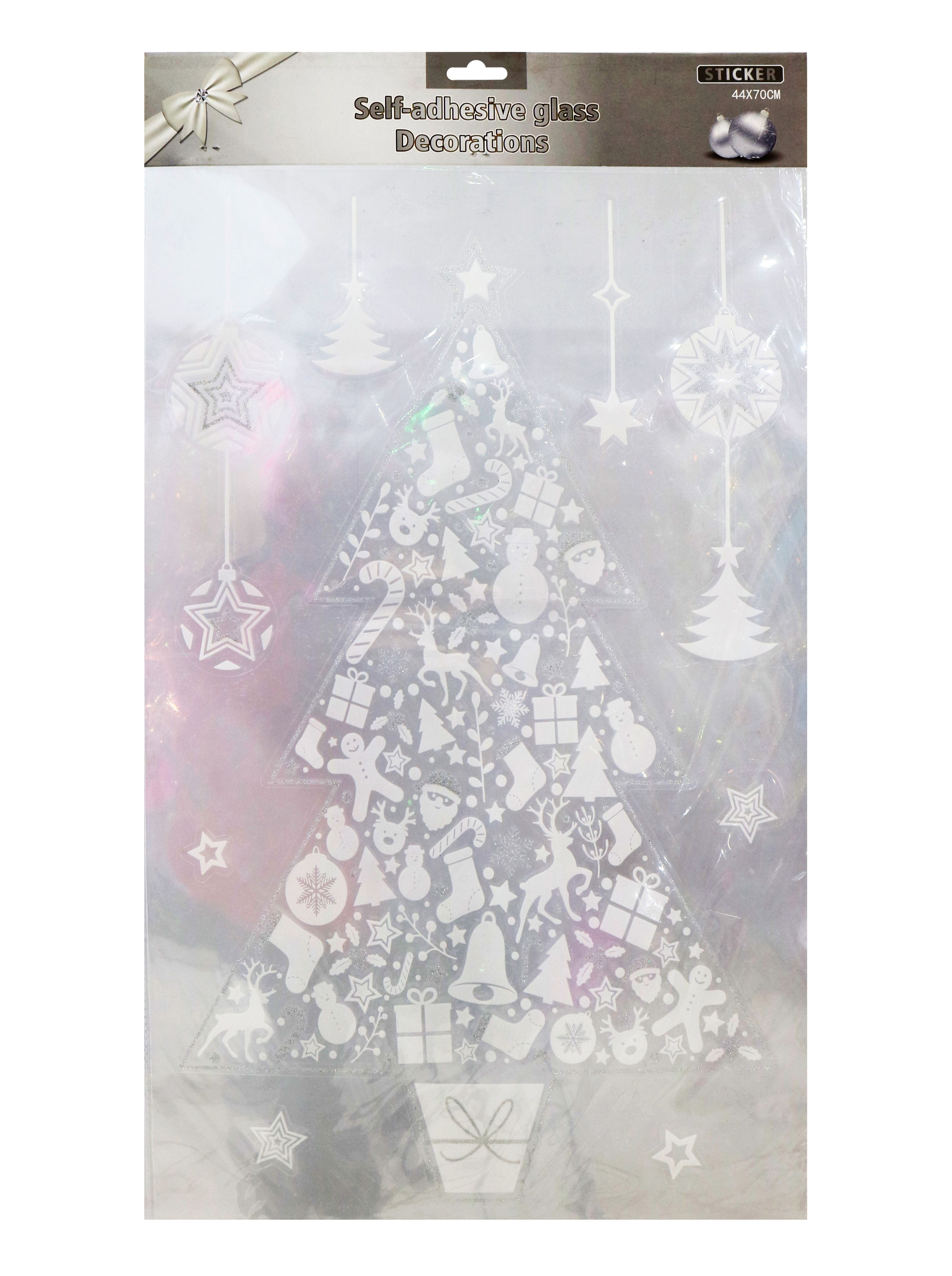 Jumbo Silver/White Flocked Window Decal Asst easy peel off re use