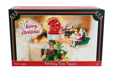 LED Musical Tree Topper Flying Sleigh USB