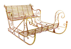 Garden Bench / Gate / Sleigh Wrought Iron Red-Gold outdoor