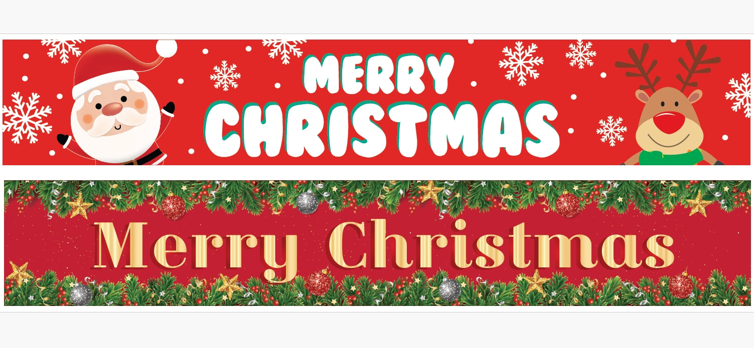 Merry Christmas Yard Banner 300x50cm Asst