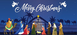 Garage Door Banner  / Nativity / Merry Christmas asst 400 x 185 cm