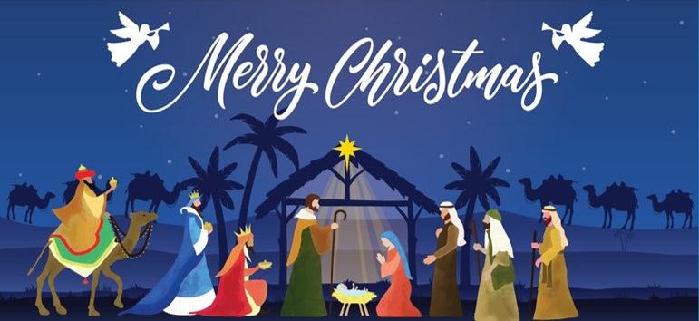 Garage Door Banner  / Nativity / Merry Christmas asst 400 x 185 cm