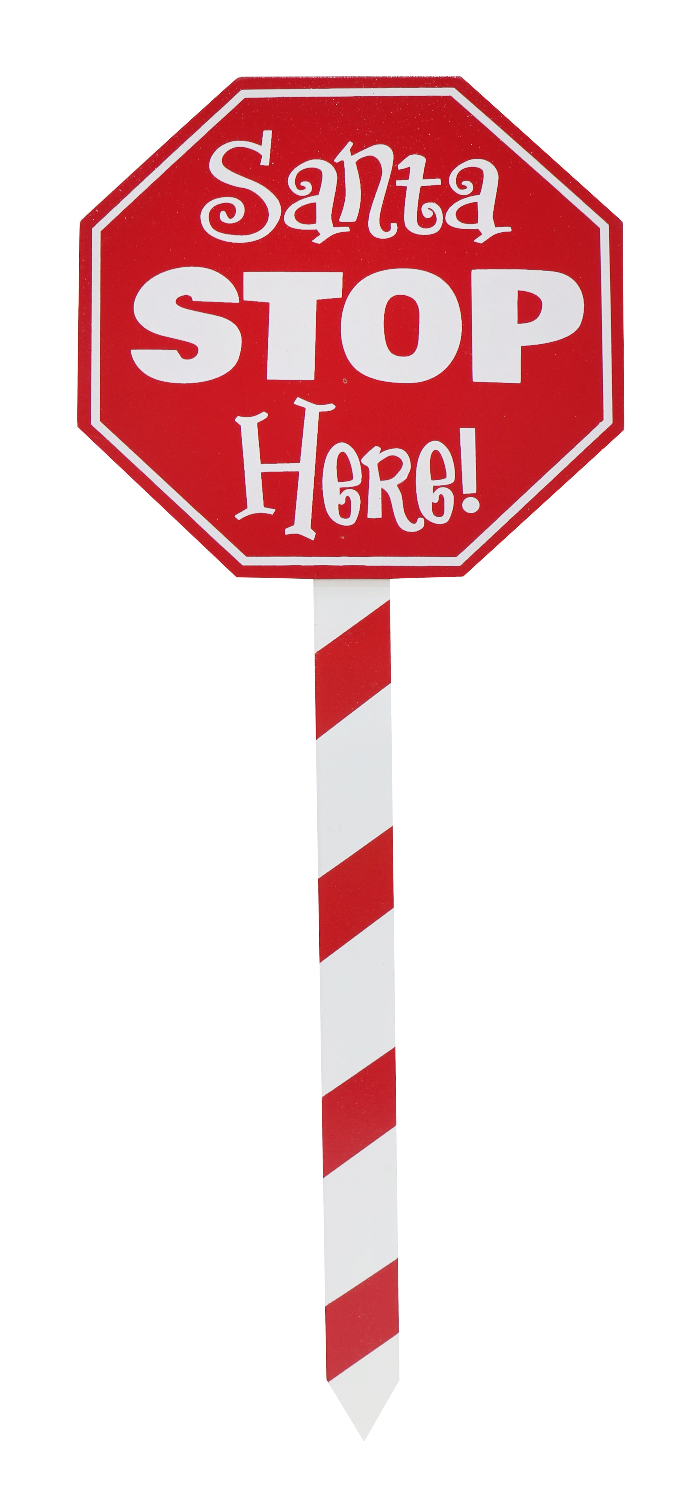 Santa Stop Here Stake 40cm Asst