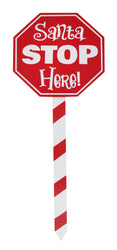 Santa Stop Here Stake 40cm Asst