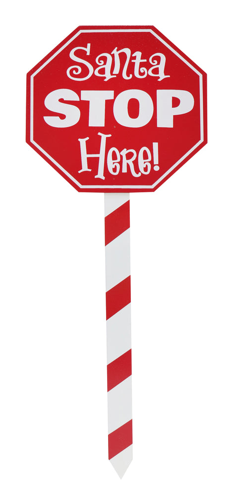 Santa Stop Here Stake 40cm Asst