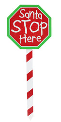 Santa Stop Here Stake 40cm Asst