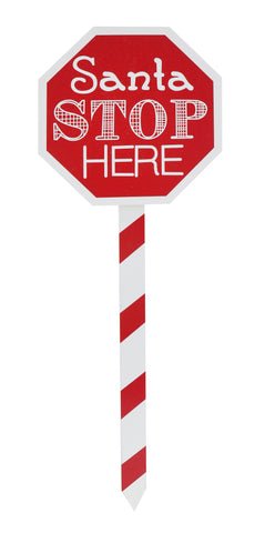 Santa Stop Here Stake 40cm Asst