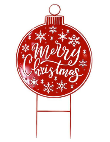Merry Christmas Bauble Metal Yard Sign 105cm