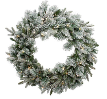 Flocked Emerald Angel Wreath 76cm PRE LIT 100WW
