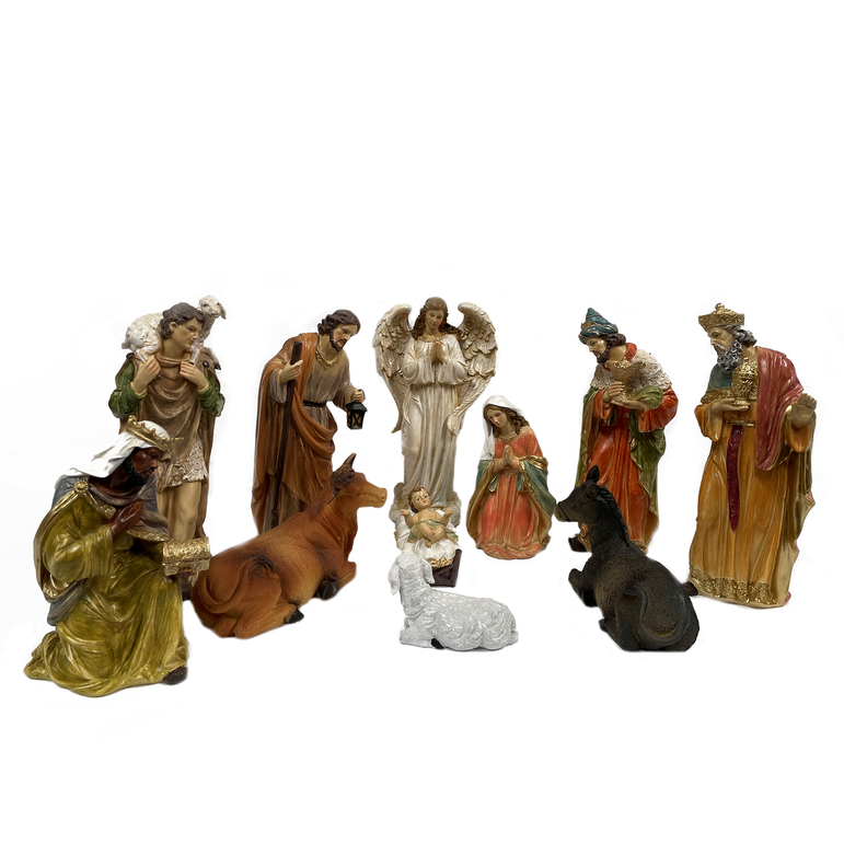 11 Piece Polyresin Nativity Scene (Neutral Colours)