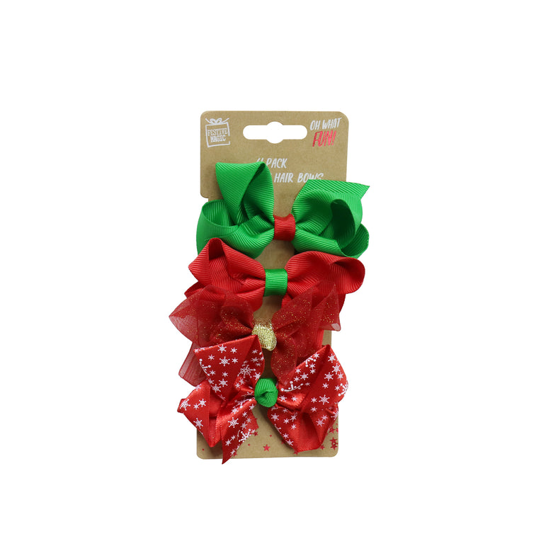 Hair Clip with Ribbon Bows (4 pack)