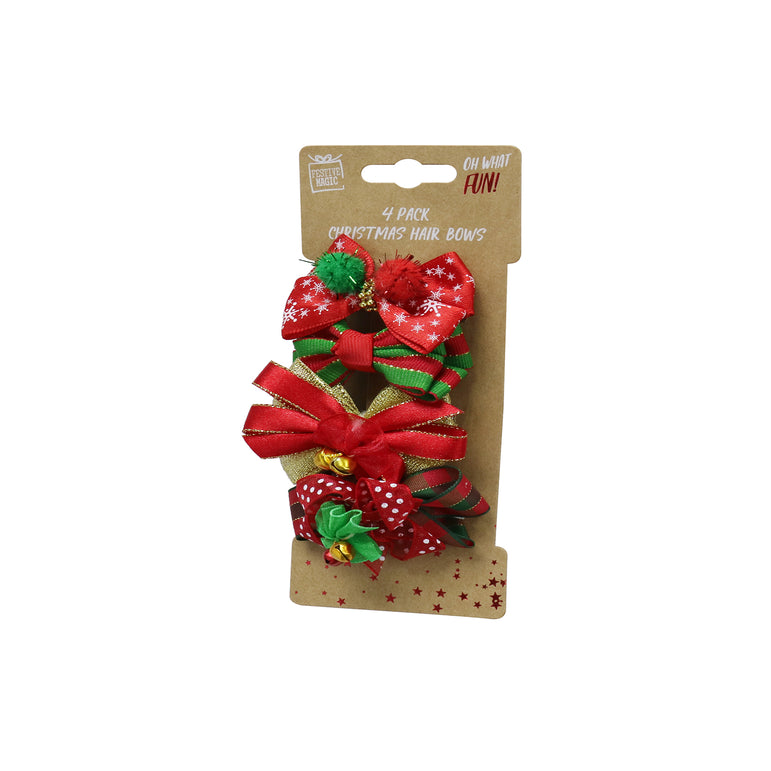 Hair Clip with Ribbon Bows (4 pack)