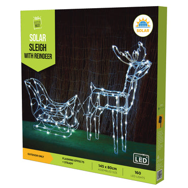 Solar LED Sleigh With Reindeer