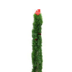 Green Tinsel with 6 Red Flocked Bows (2.4m) / 3m