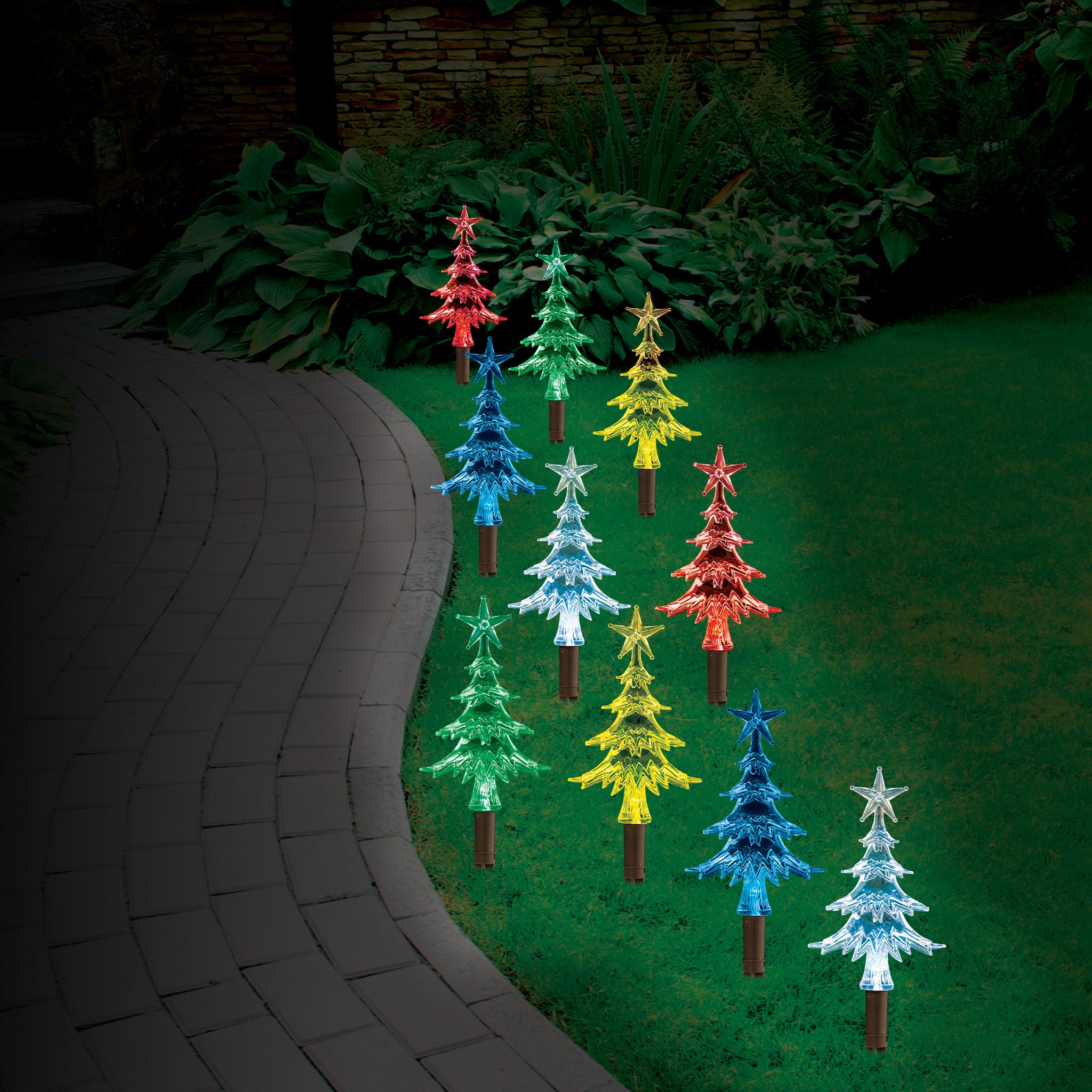 Solar Mini Tree Path Lights (10 pc)