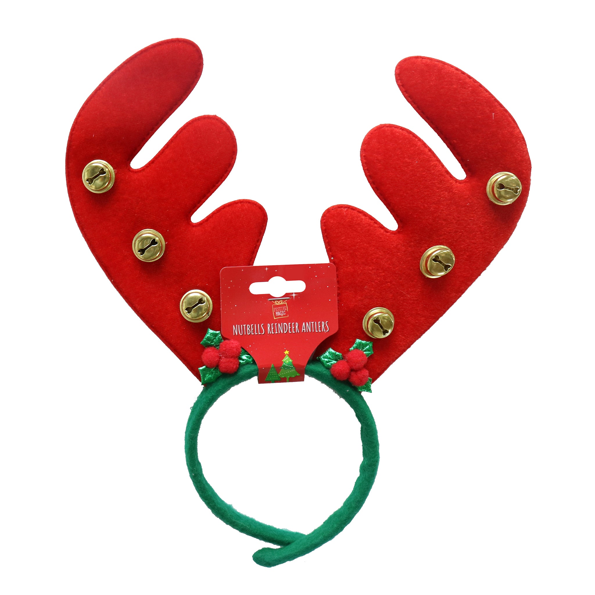 Antlers Headband with Nutbells & Holly