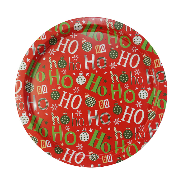 Xmas Round Tray Metal