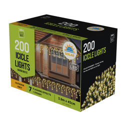 200 Solar LED Icicle Lights