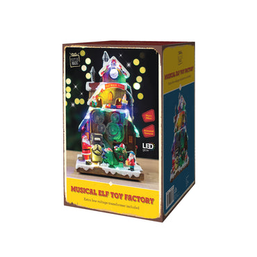 LED Musical Elf Toy Factory Scene