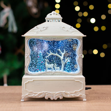 Glitter Swirl Musical White Lantern