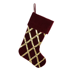 Velvet Stocking with Gold Trellis