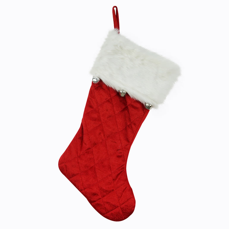 Velvet Deluxe Stocking with Bells