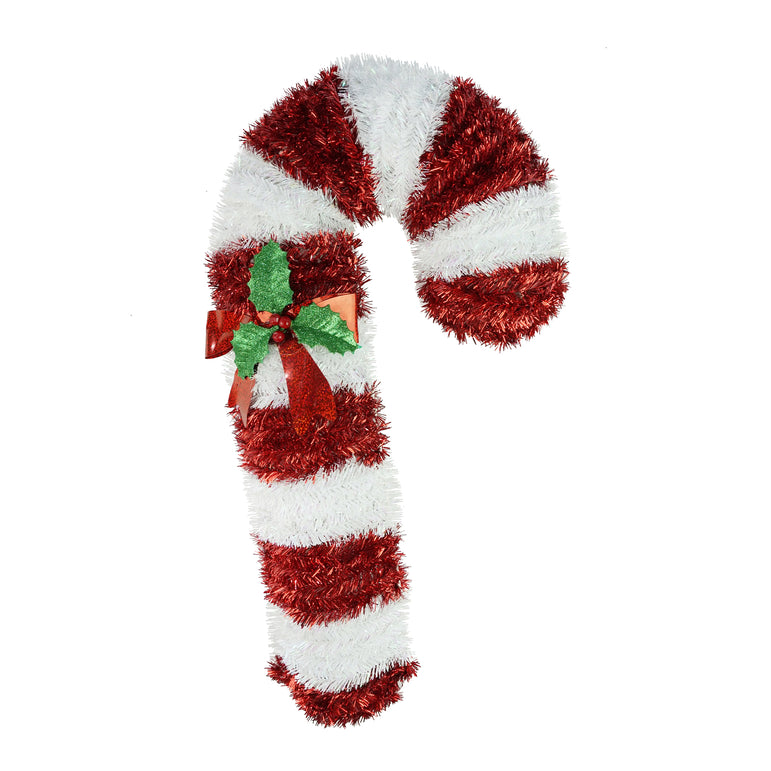 Tinsel Candy Cane Plaque