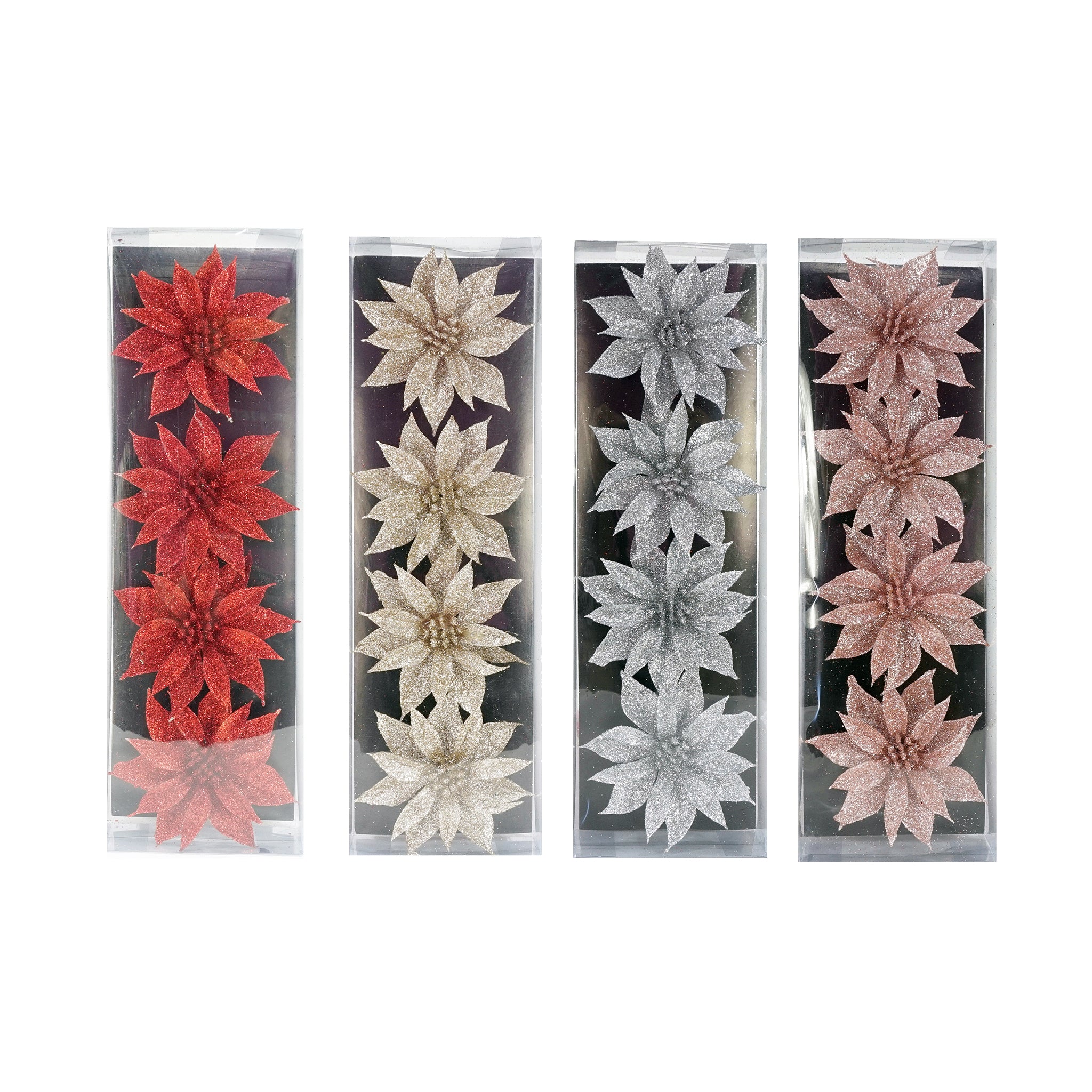 Clip Poinsettia Glitter (4 Pack)