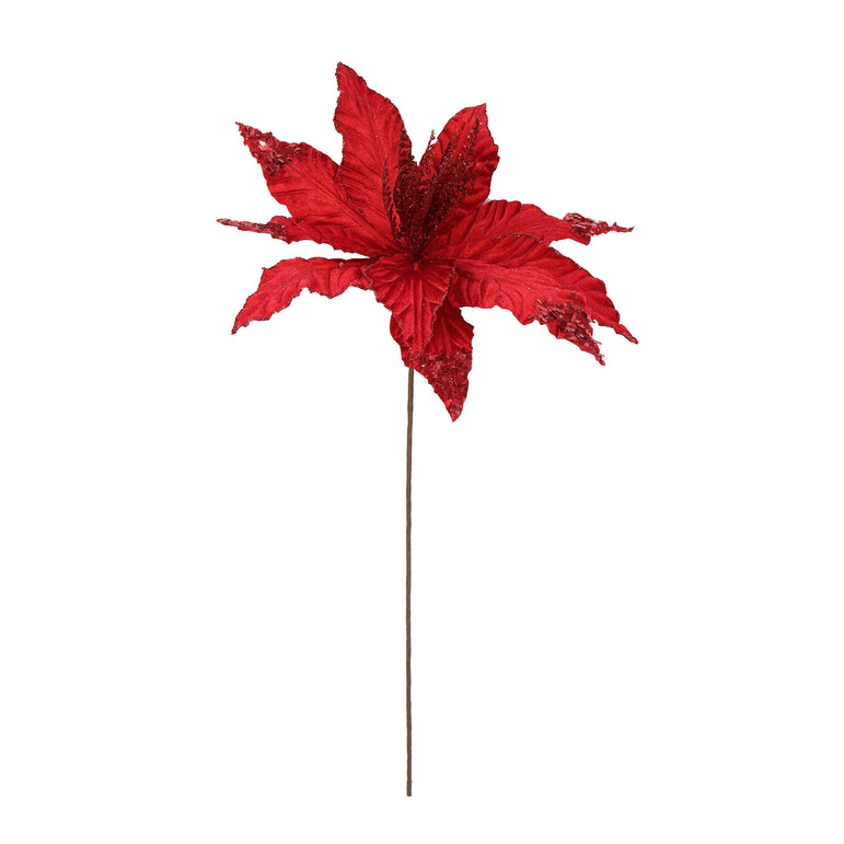 Velvet Poinsettia Stem Sequins