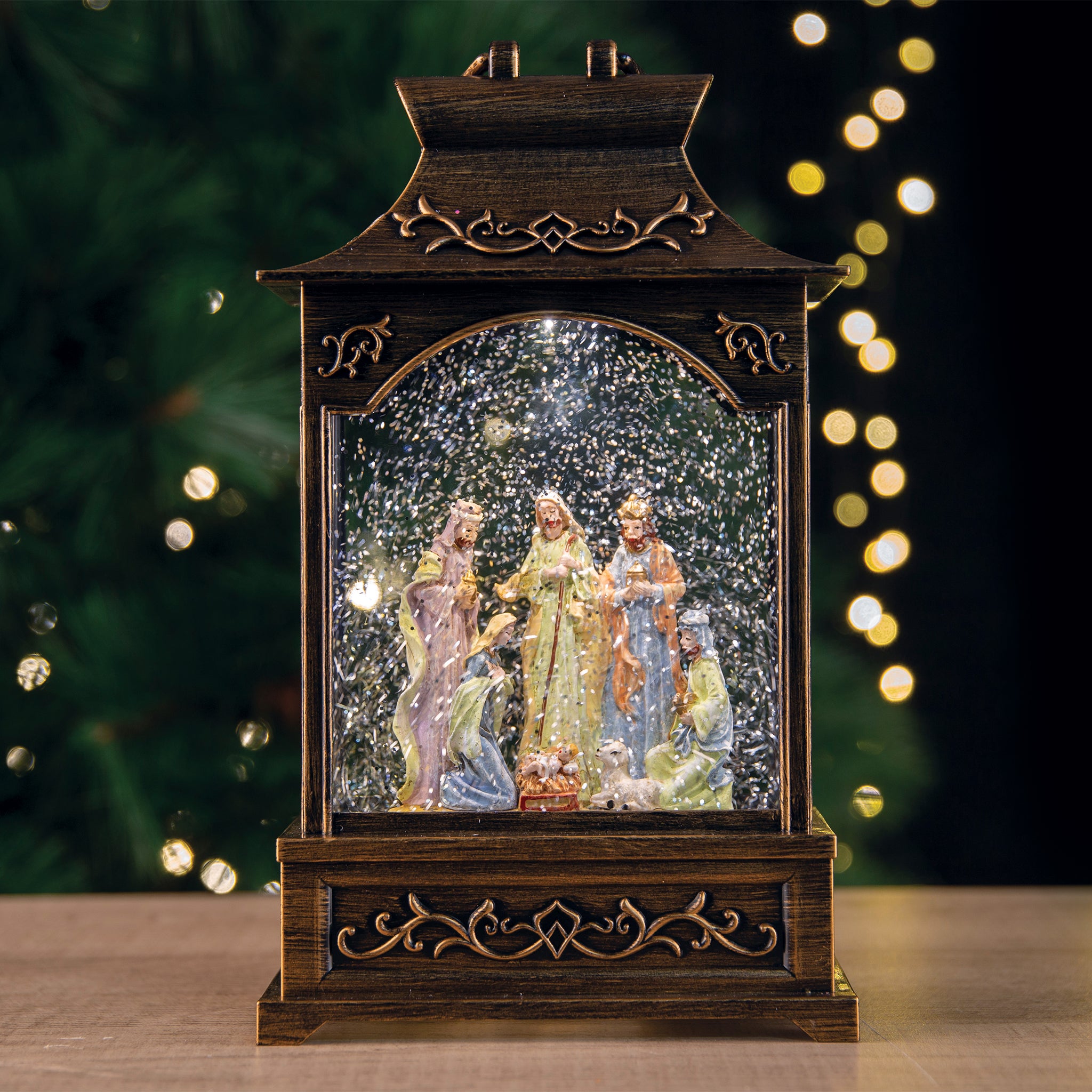 Glitter Swirl Nativity Lantern