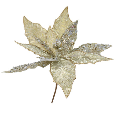 Luxury Metallic Poinsettia Pick