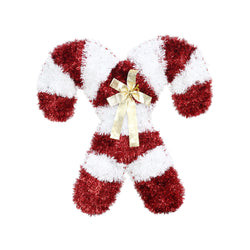 Tinsel Cross Candy Cane Plaque