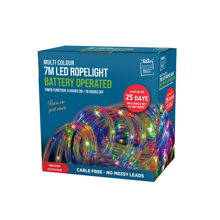 7m timer bat op LED Rope Light