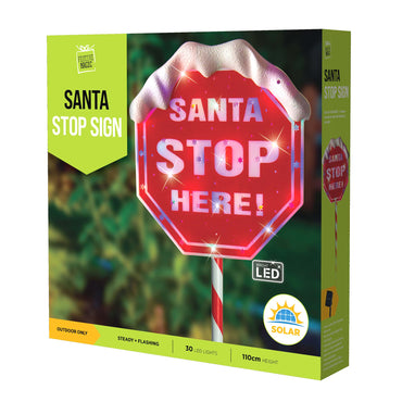 Solar Santa STOP Here Sign