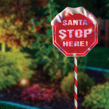 Solar Santa STOP Here Sign