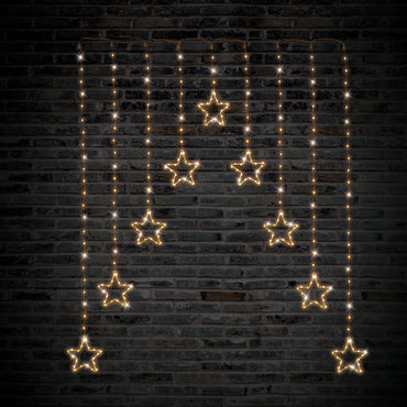 LED Gold Wire Star Curtain (9pc)