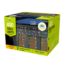 400 Solar LED Icicle Lights