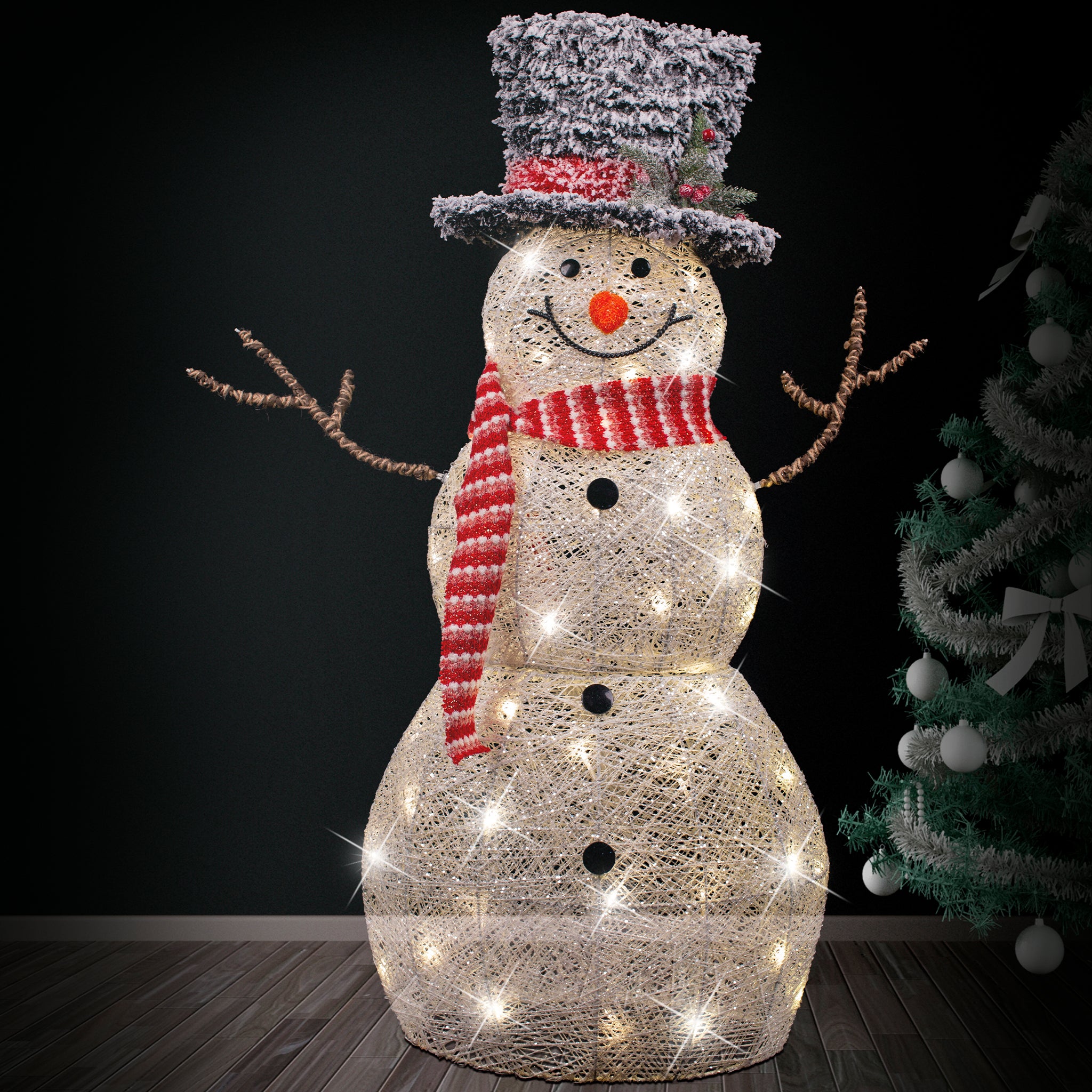 Glitter Fabric Snowman (1m)