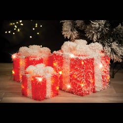 LED Presents Set of 3 Heavy Snow