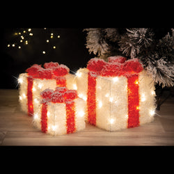 LED Presents Set of 3 Heavy Snow
