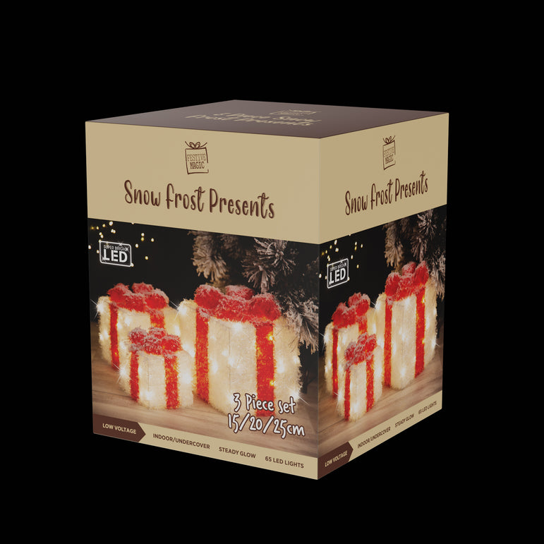 LED Presents Set of 3 Heavy Snow
