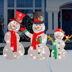 Led Tinsel snowman family