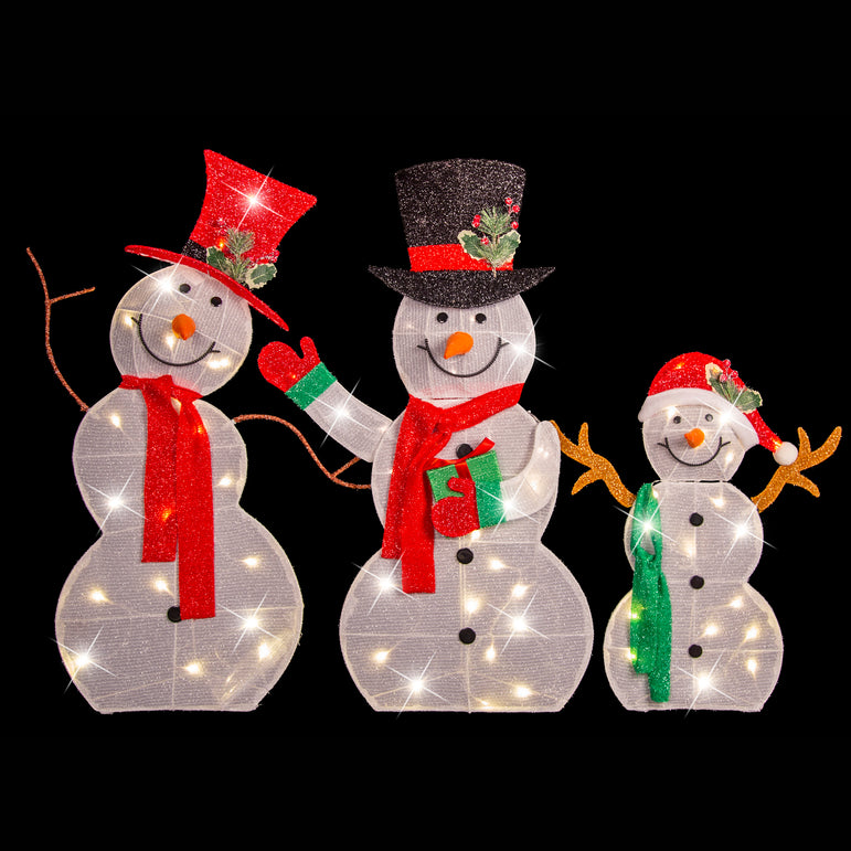 Led Tinsel snowman family