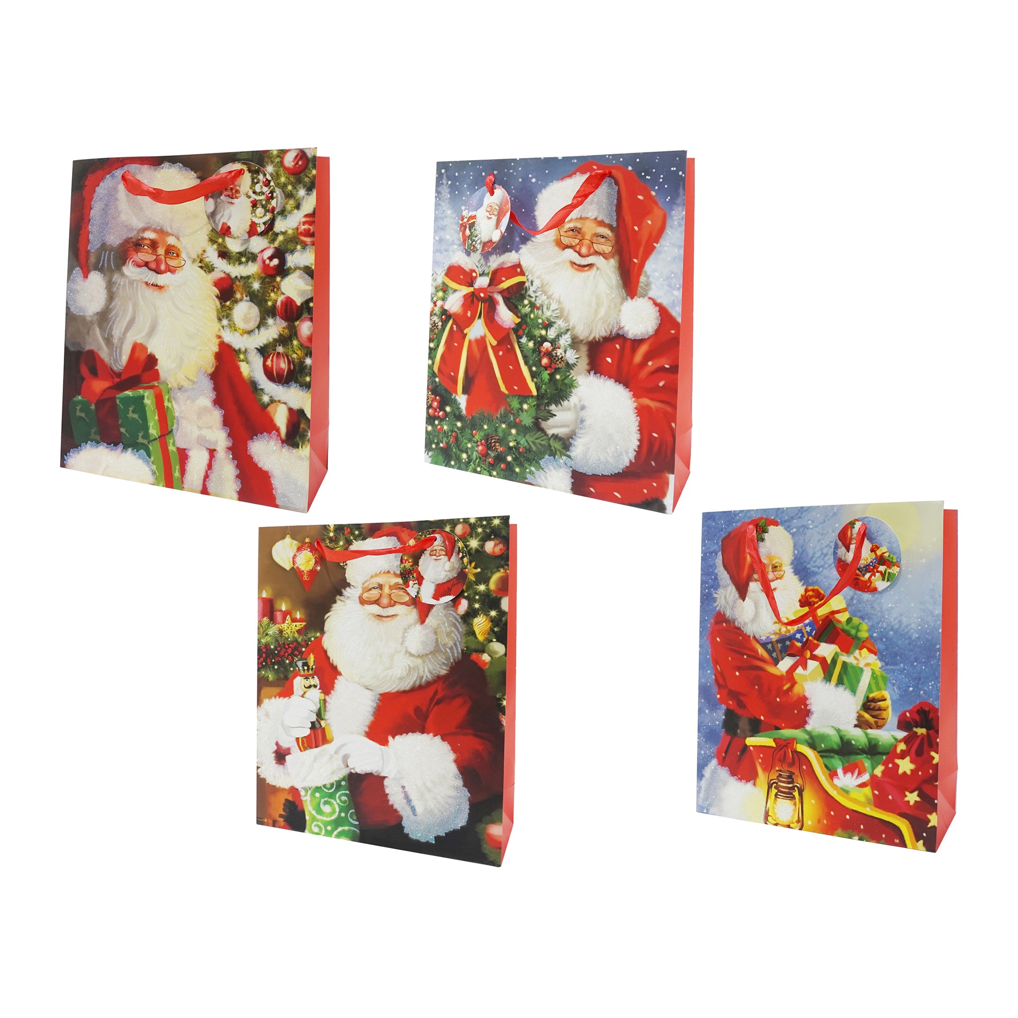 Santa Clause Glitter Large Gift Bag