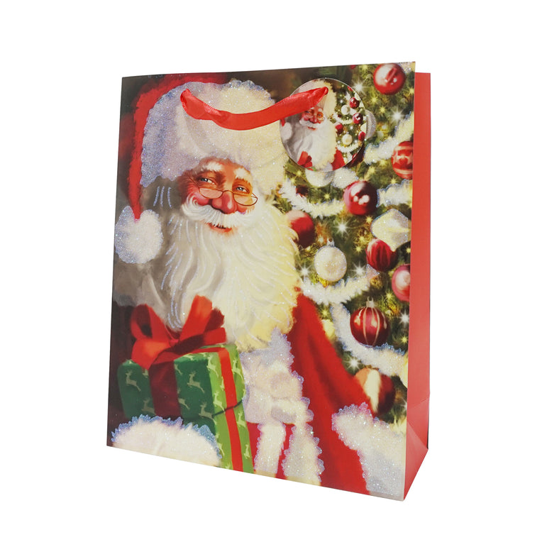 Santa Clause Glitter Large Gift Bag