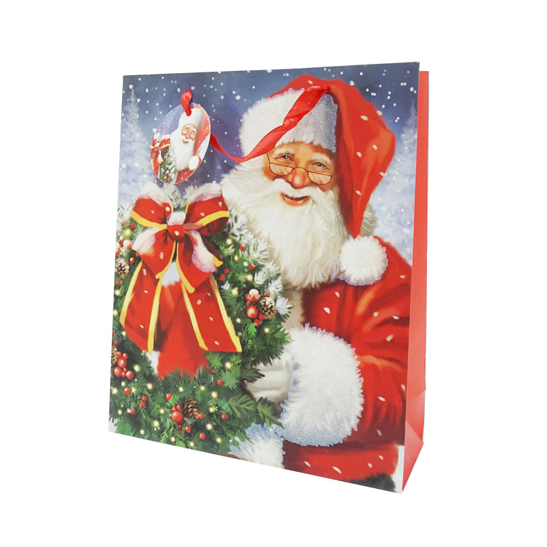 Santa Clause Glitter Large Gift Bag