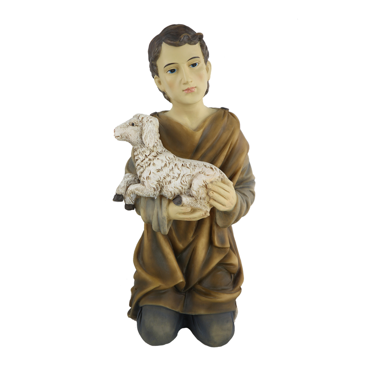 Shepherd holding lamb